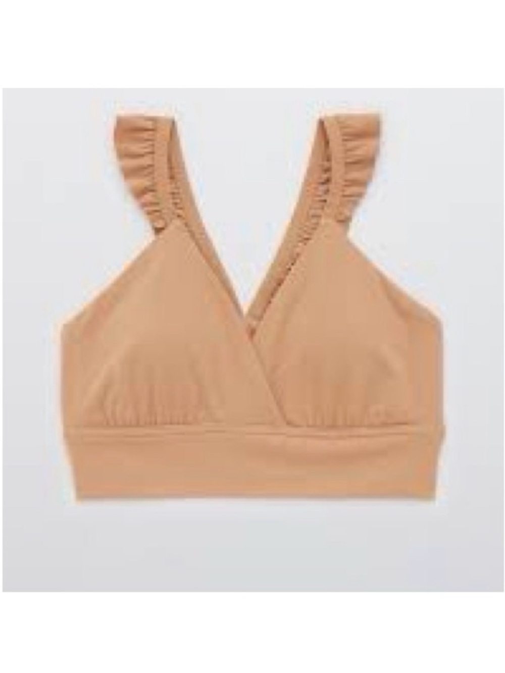 Offline by Aerie Ruffle Strap Sports Bra Tan Size S NWT